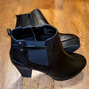 Faux Leather Chunky Heel Bootie
